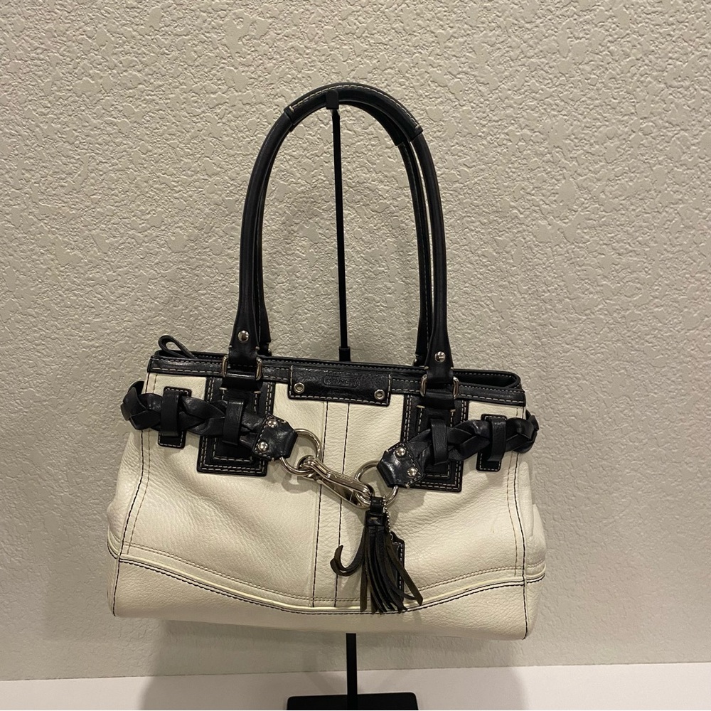 Coach Hampton Ivory Leather Satchel Shoulder Bag - Excellent Condition - Picture 9 of 11